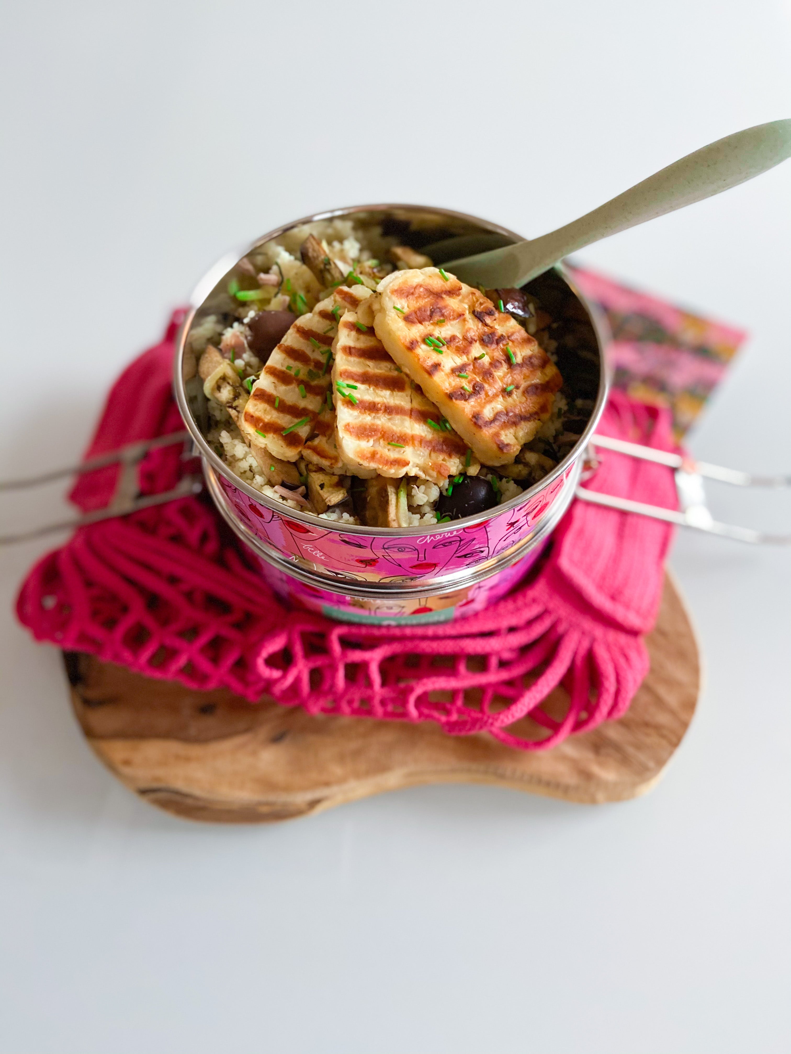 Couscous salade met gegrilde groenten en halloumi