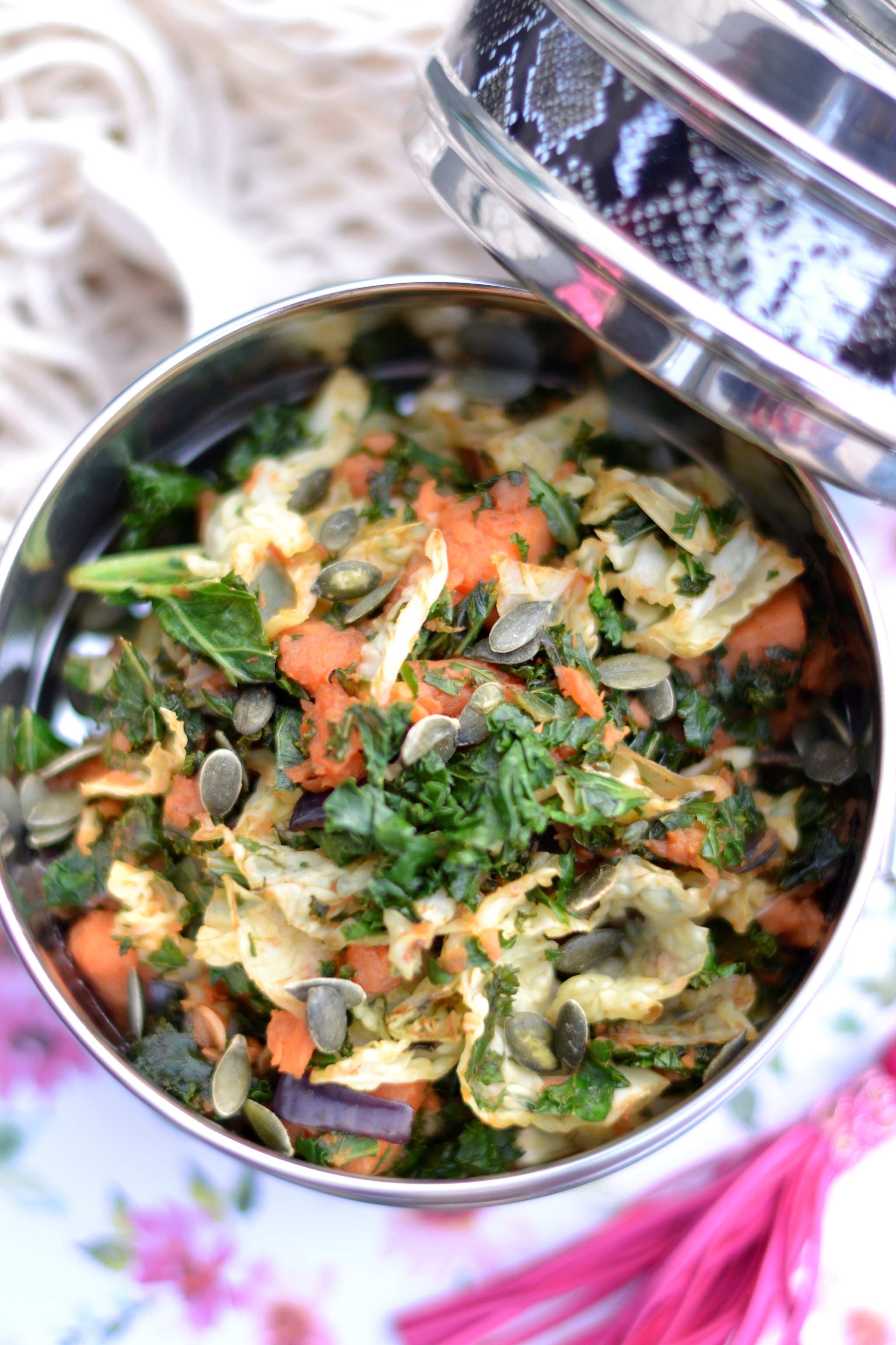 Zoete aardappel stamppot met sovooie- en boerenkool